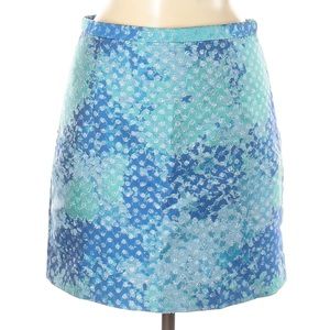 H&M Blue Mini Micro Skirt Metallic Patterned Abstract Size 8 Medium Pencil Polka